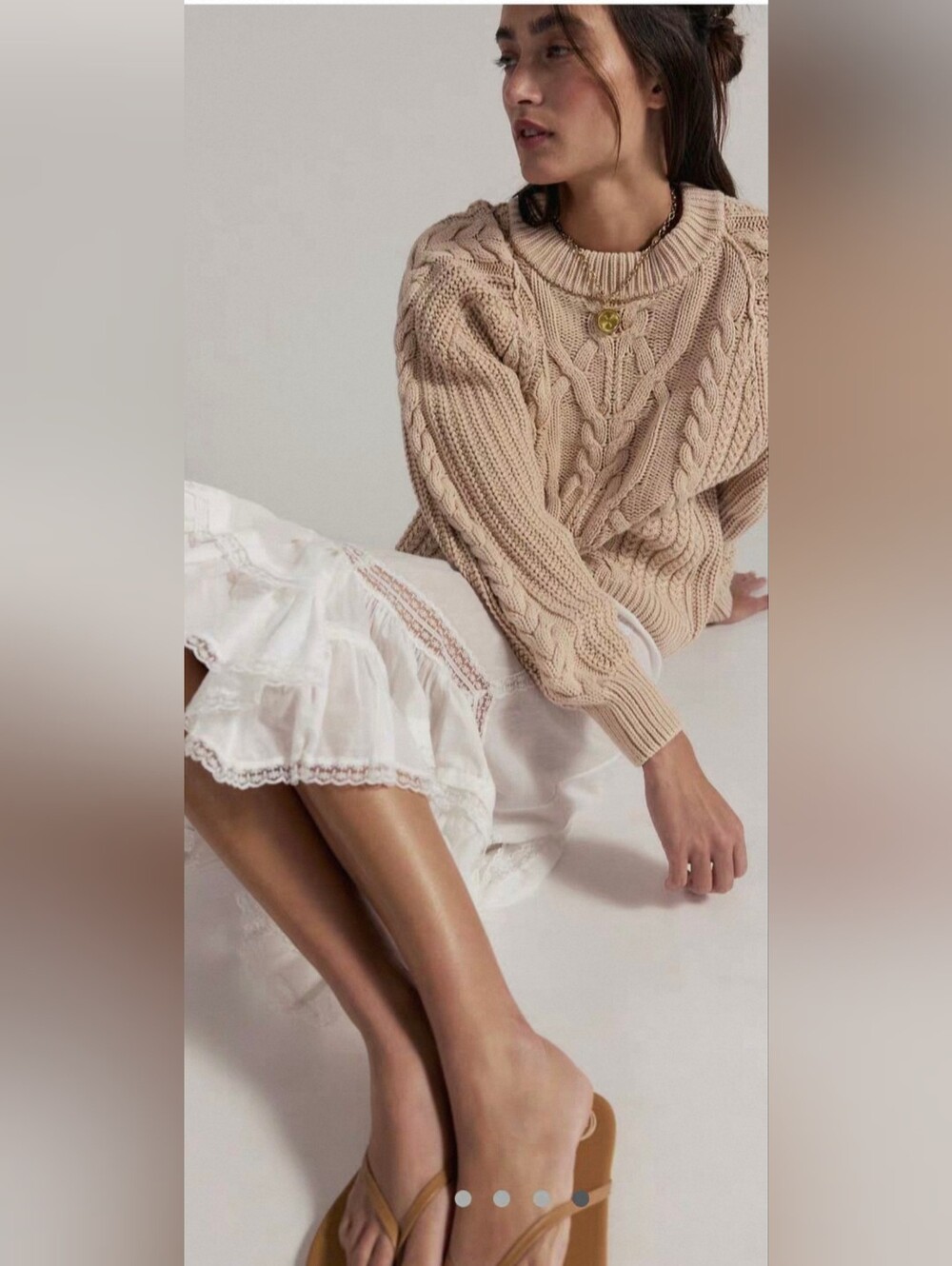 NWT Free People Frankie Cable  Sweater Size S